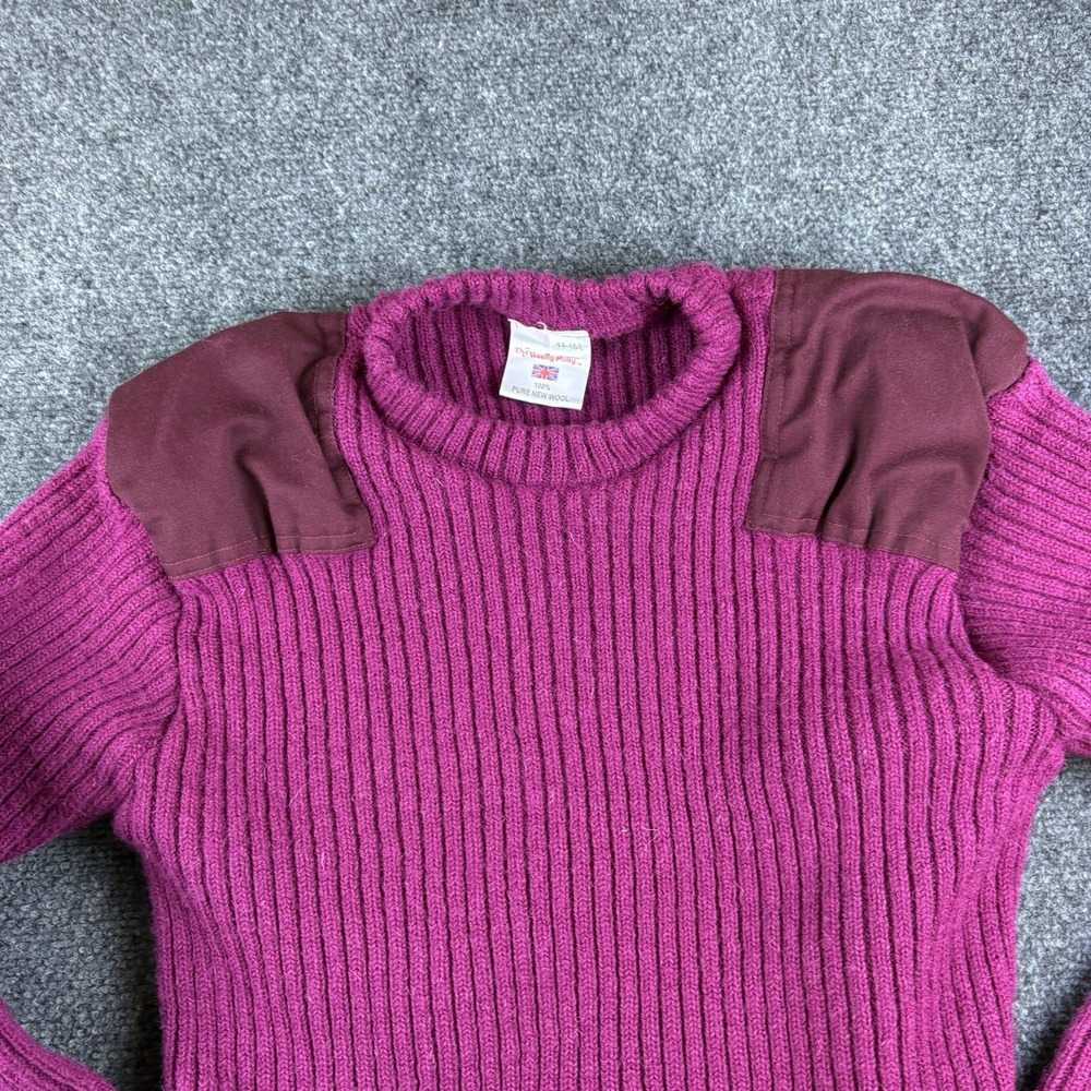 Vintage The Woolly Pully Army Sweater Mens L 44-46 Rich‎ Magenta Wool Crewneck
